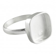 Cushion shape silver blank bezel cup casting ring for stone setting